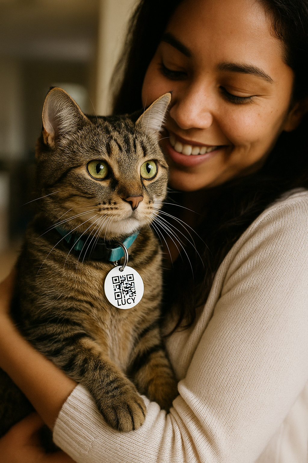 Gato seguro gracias a su placa